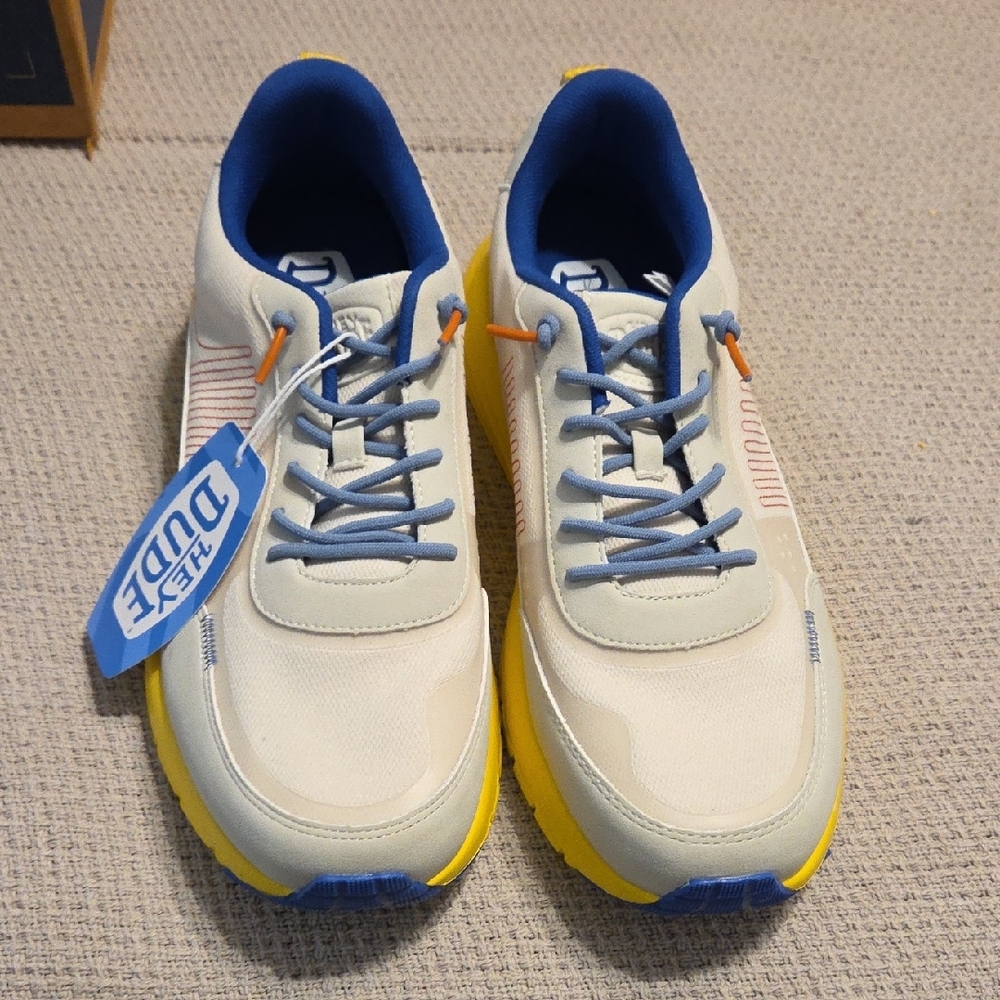 Men's Cream and Blue Sneakers